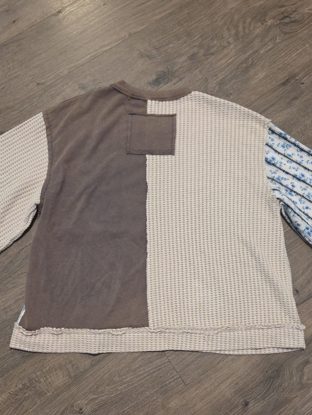 POL Mixed Media Floral Patchwork Waffle Knit Sweater - Picture 10 of 10